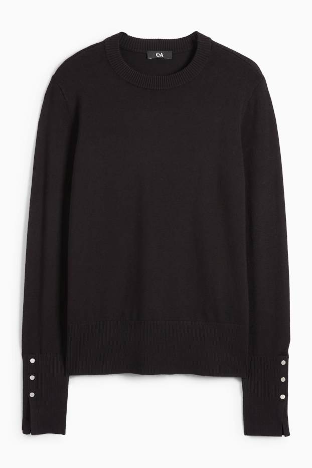 Femei - Pulover din tricot fin - negru