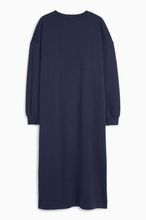 Dames - Jurk van sweatstof - donkerblauw