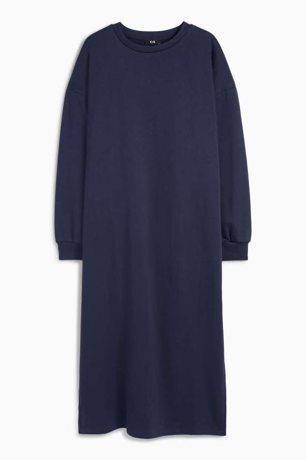 Dames - Jurk van sweatstof - donkerblauw