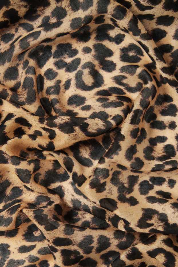 Femei - Șal - imprimeu de leopard - negru / nej