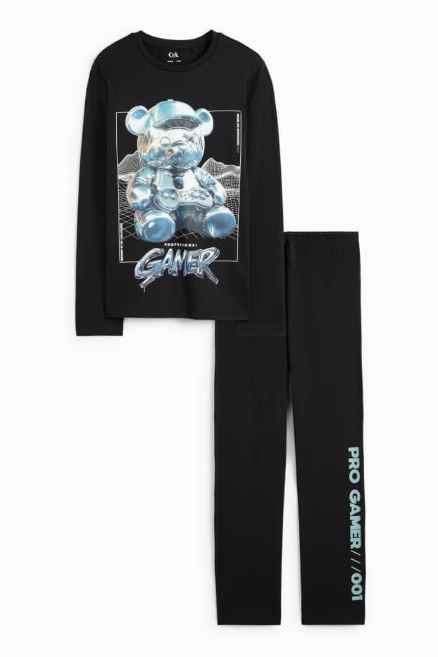 Copii - Băieți - Gaming - pijama - 2 piese - negru