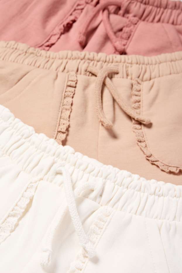 Bebeluși - fete - Multipack 3 perechi - pantaloni de trening bebeluși - alb-crem