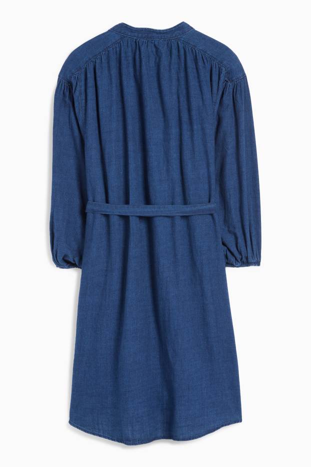 Femei - Rochie tip bluză din denim - denim-albastru