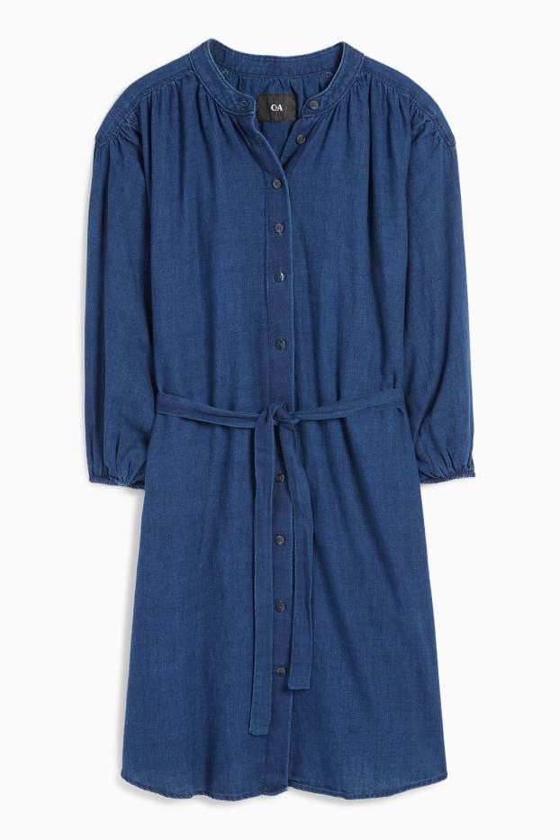 Femei - Rochie tip bluză din denim - denim-albastru
