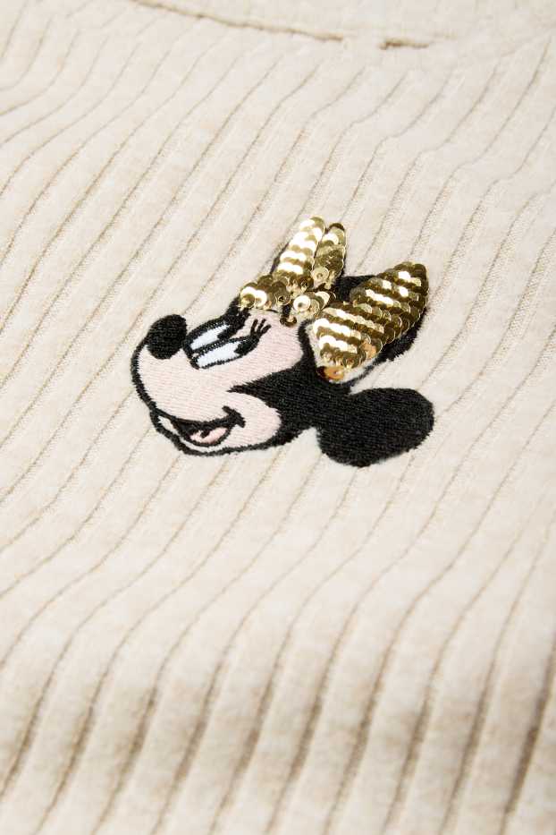 Copii - Fete - Minnie Mouse - tricou cu mânecă lungă - reiat - bej deschis