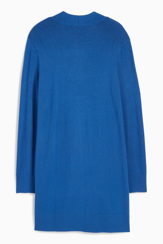 Femei - Cardigan tricotat lung - albastru