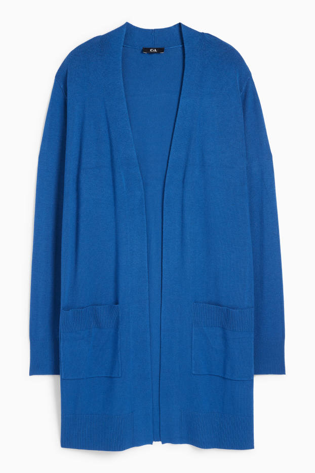Femei - Cardigan tricotat lung - albastru
