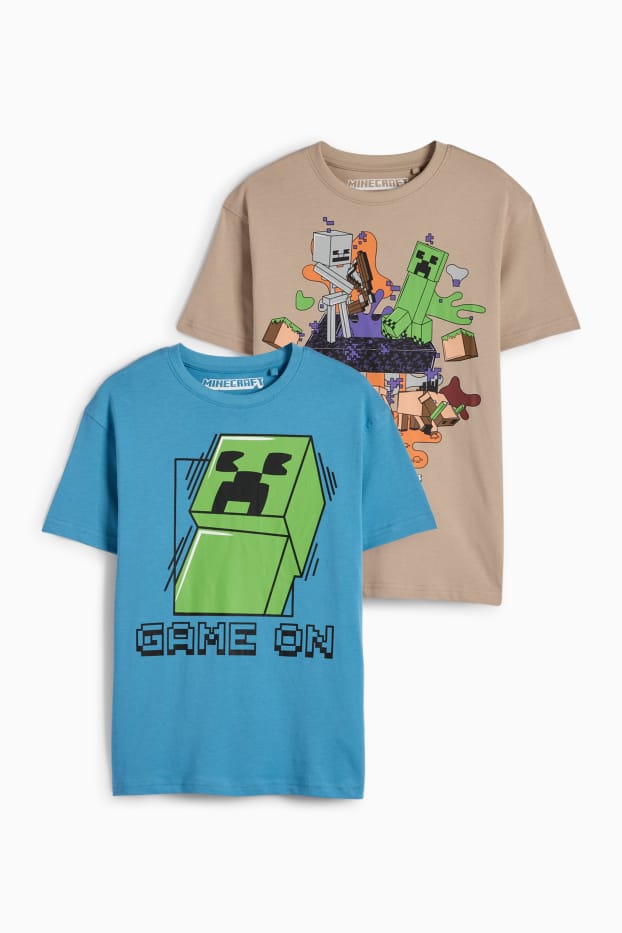 Copii - Băieți - Multipack 2 buc. - Minecraft - tricou cu mânecă scurtă - albastru / bej