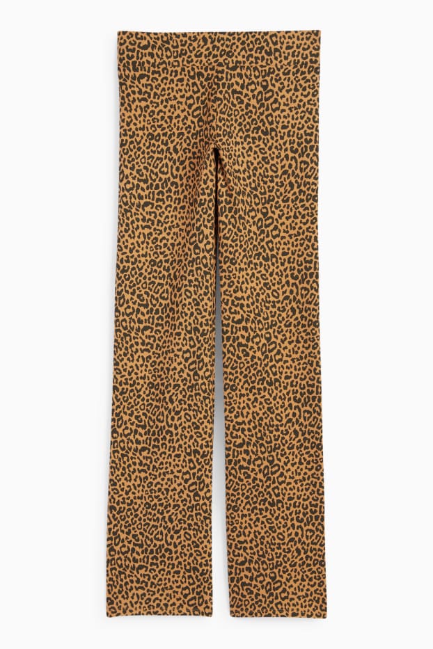 Femei - Colanți - imprimeu de leopard - maro deschis