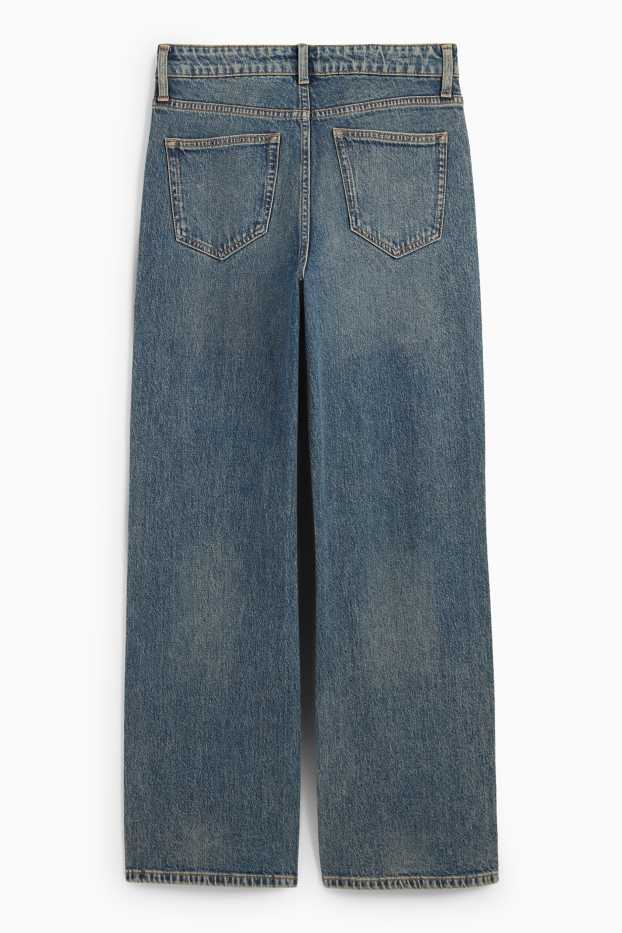 Femei - Baggy jeans - talie medie - denim-albastru