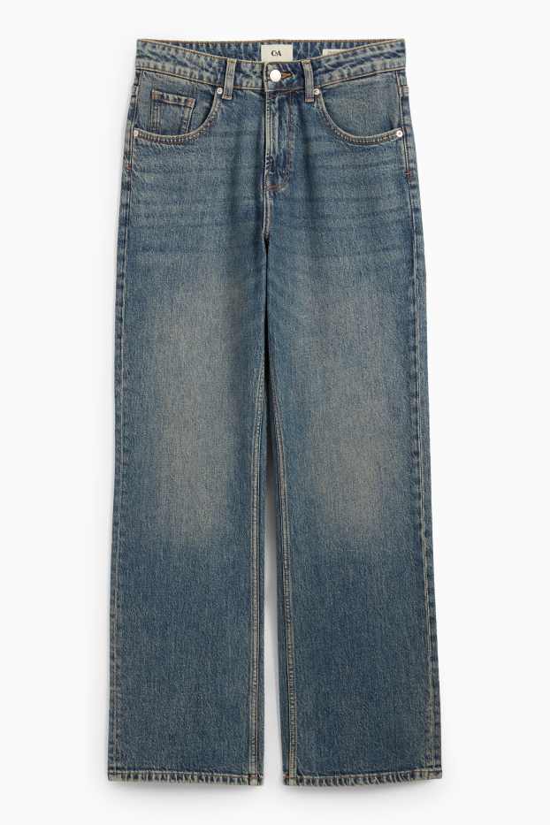 Femei - Baggy jeans - talie medie - denim-albastru