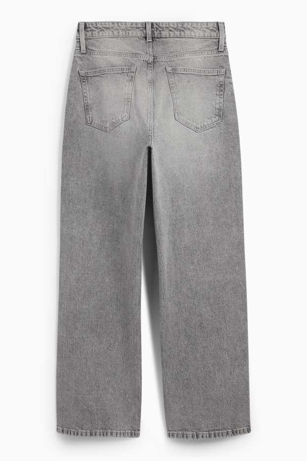 Femei - Baggy jeans - talie medie - denim-gri deschis