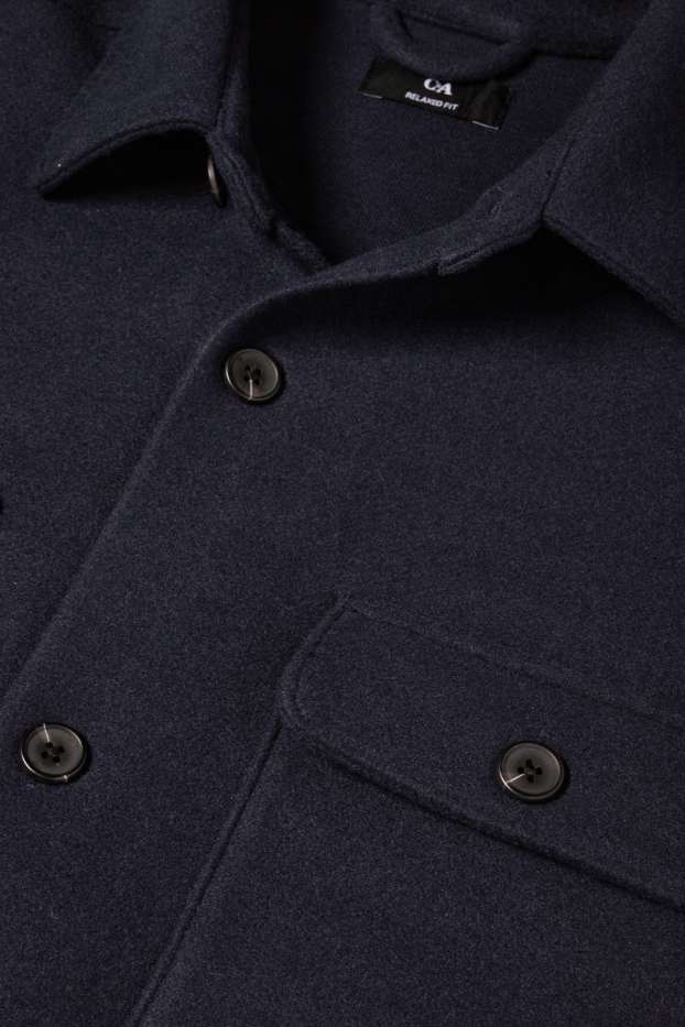 Men - Shirt jacket - relaxed fit - kent collar - dark blue