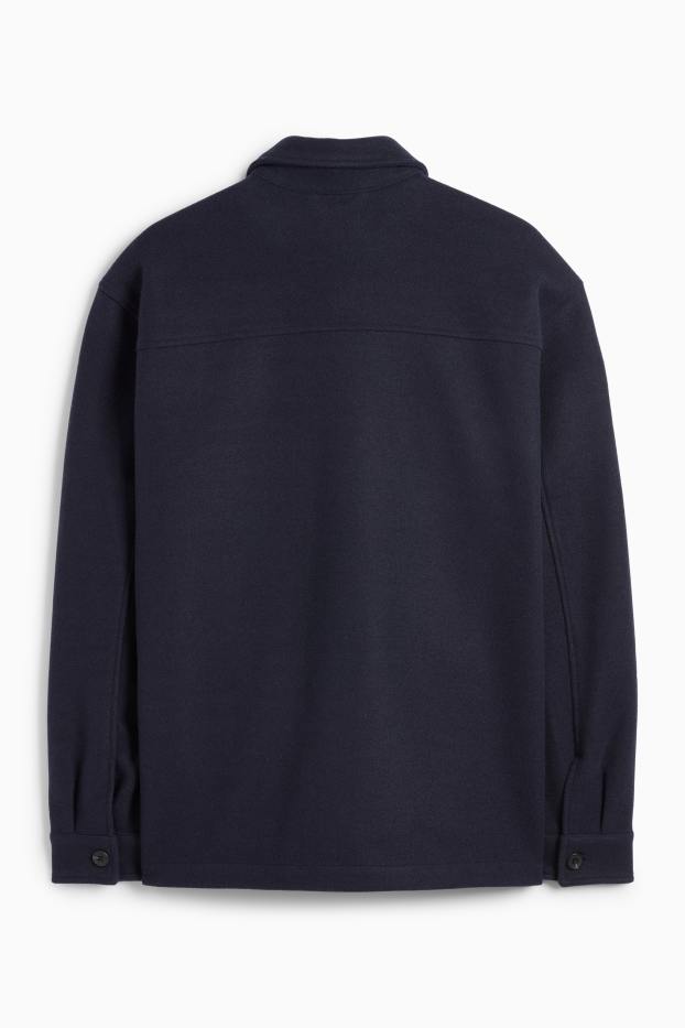 Men - Shirt jacket - relaxed fit - kent collar - dark blue