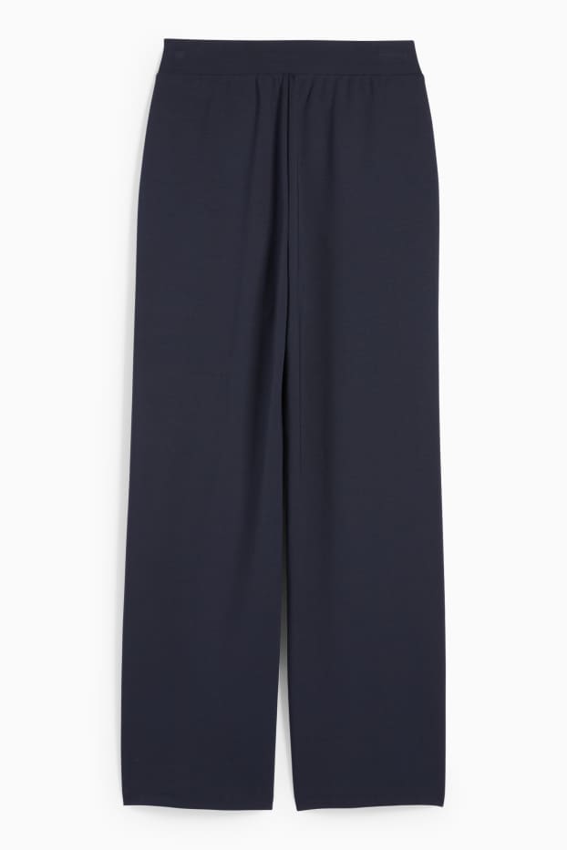 Femei - Pantaloni din jerseu - talie medie - straight fit - albastru închis