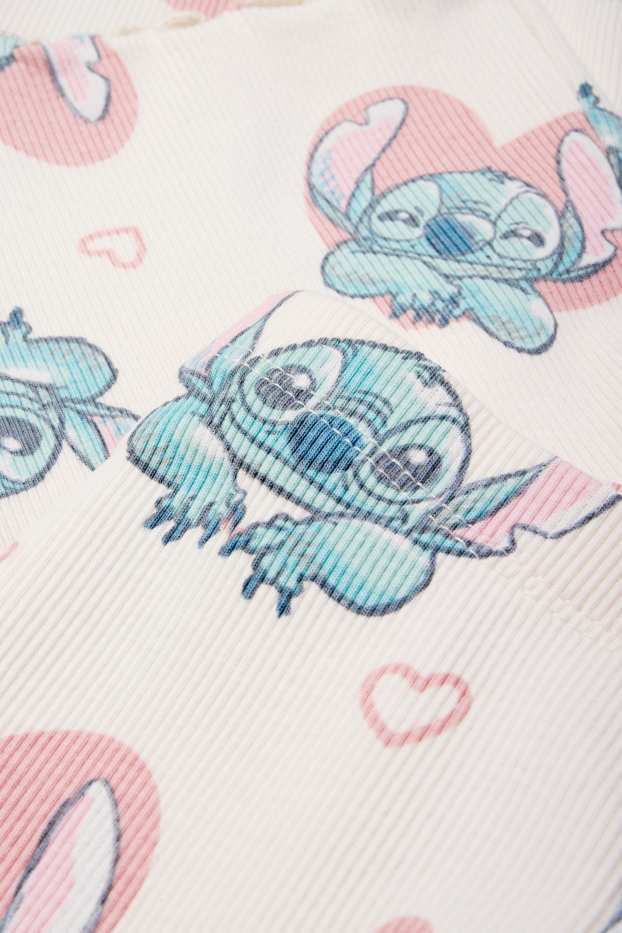 Copii - Fete - Lilo & Stitch - colanți evazați - reiați - cu model - alb-crem