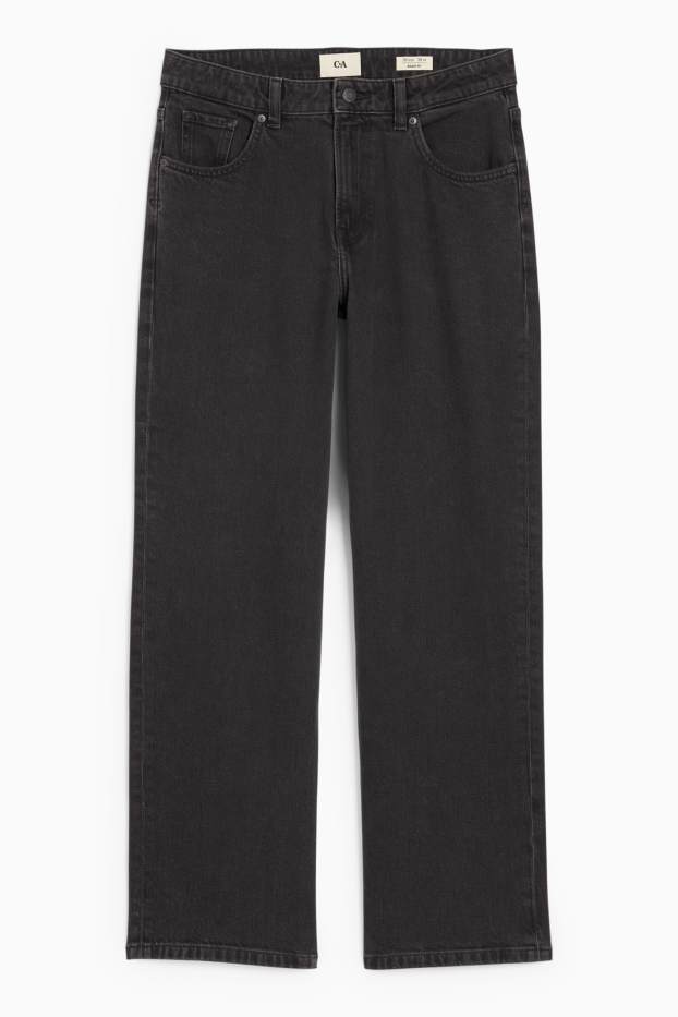 Femei - Baggy jeans - talie medie - denim-gri închis