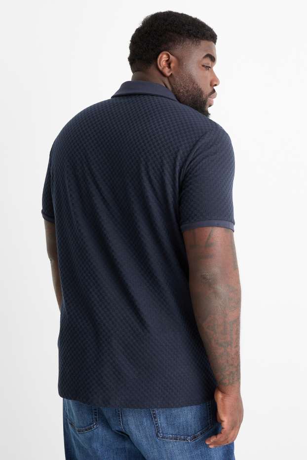 Bărbați - Tricou polo - structurat - albastru închis
