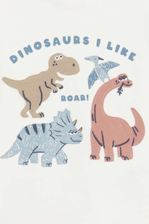 Bebeluși - băieți - Multipack 3 buc. - Dino - tricou cu mânecă lungă bebeluși - alb
