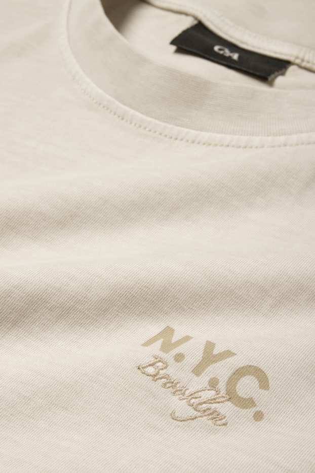 Men - T-shirt - relaxed fit - light beige