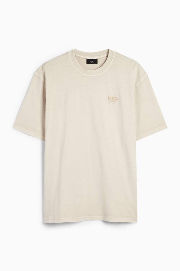 Men - T-shirt - relaxed fit - light beige