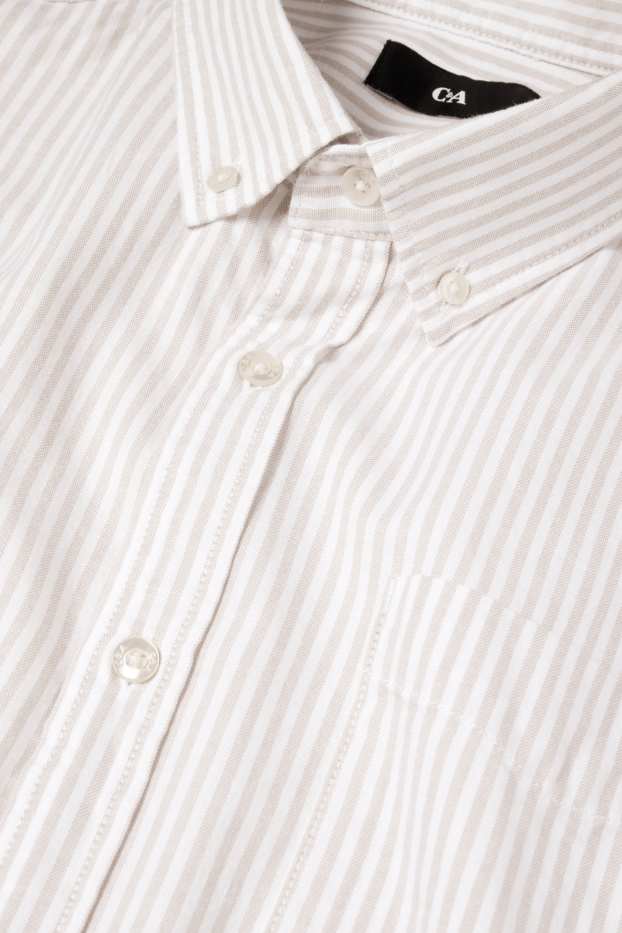 Men - Shirt - regular fit - button-down collar - striped - beige