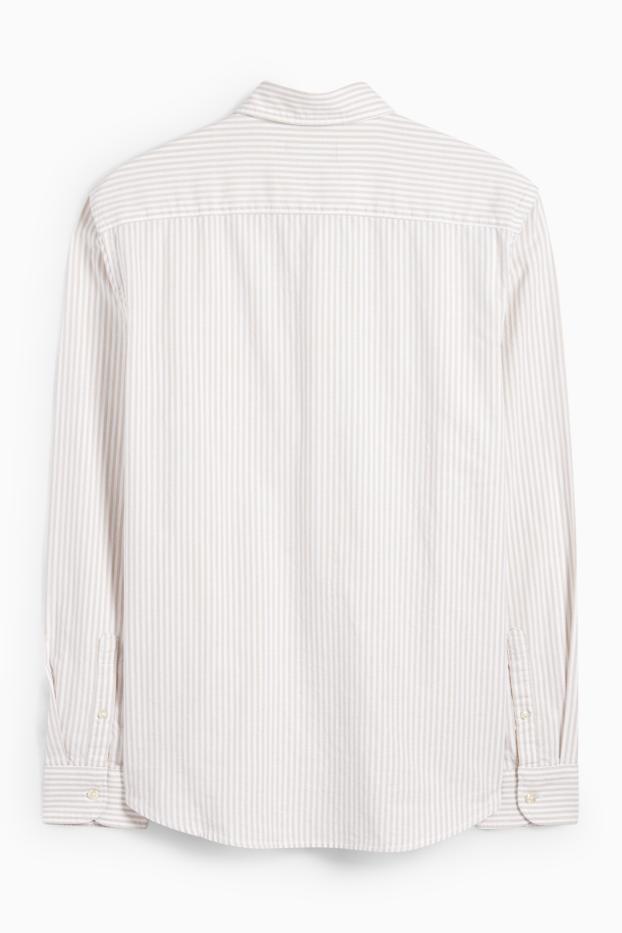 Men - Shirt - regular fit - button-down collar - striped - beige