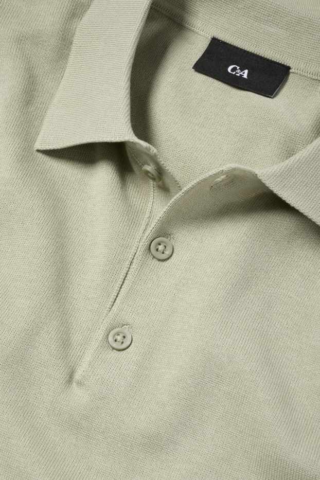 Bărbați - Tricou polo cu mânecă lungă - din tricot - verde deschis