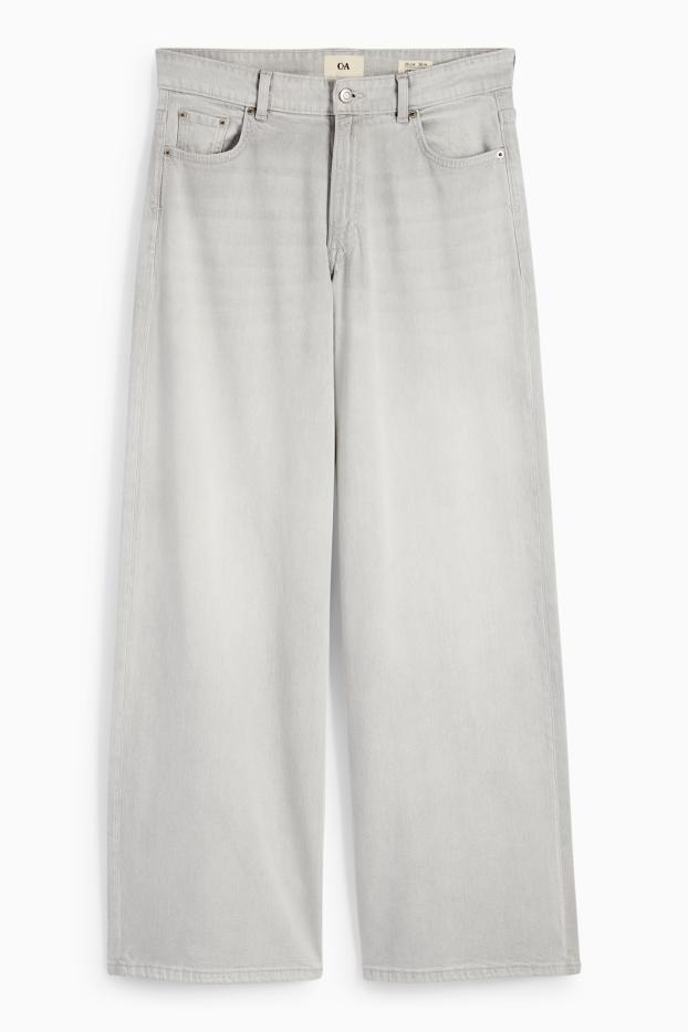 Femei - Wide leg jeans - talie joasă - denim-gri deschis