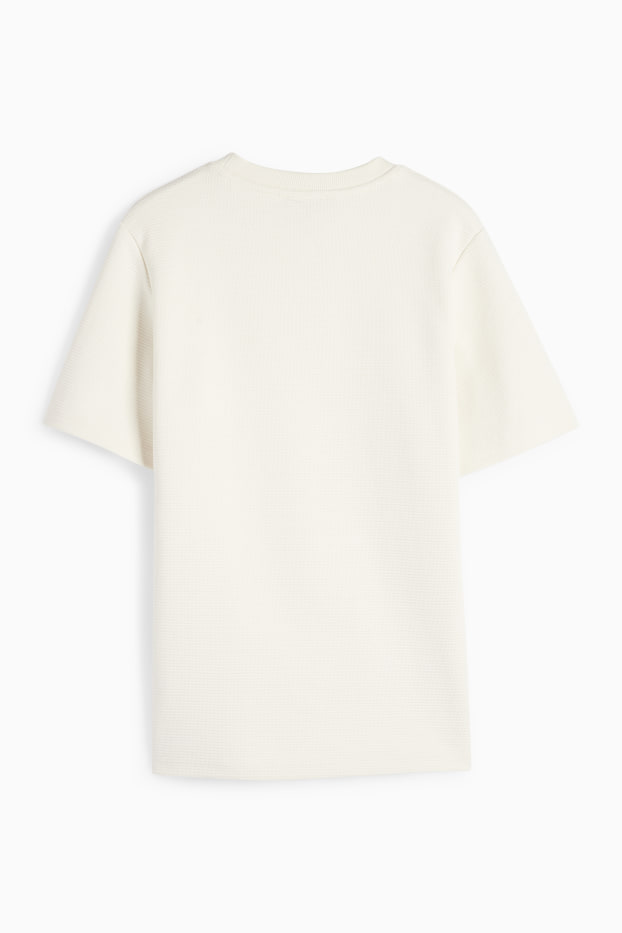 Copii - Băieți - Tricou cu mânecă scurtă - structurat - alb-crem
