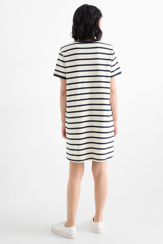 Femei - Rochie-tricou - cu dungi - albastru închis / alb-crem
