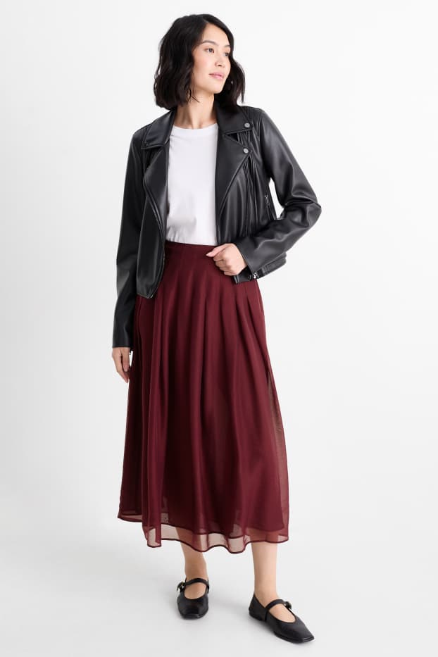 Femei - Fustă plisată - bordo