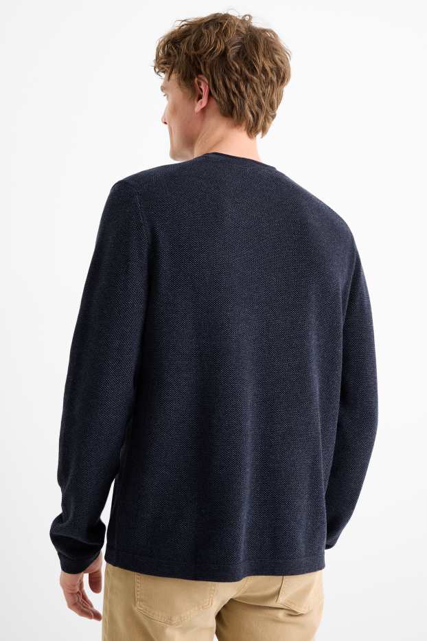 Uomo - Maglione - tessuto tramato - blu scuro