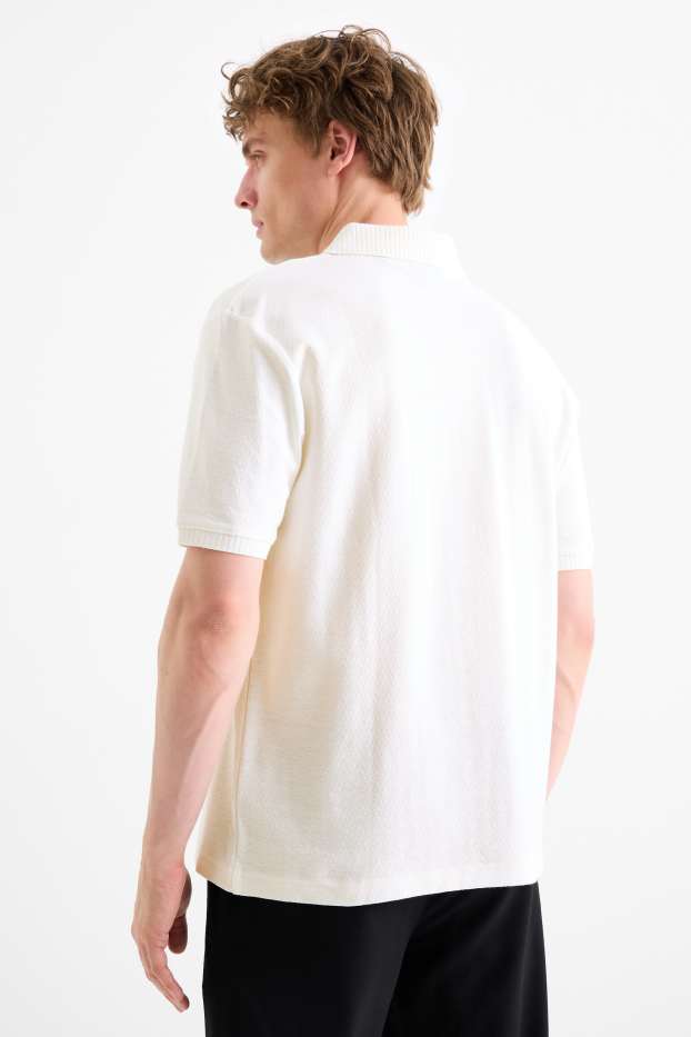 Bărbați - Tricou polo tricotat - regular fit - alb