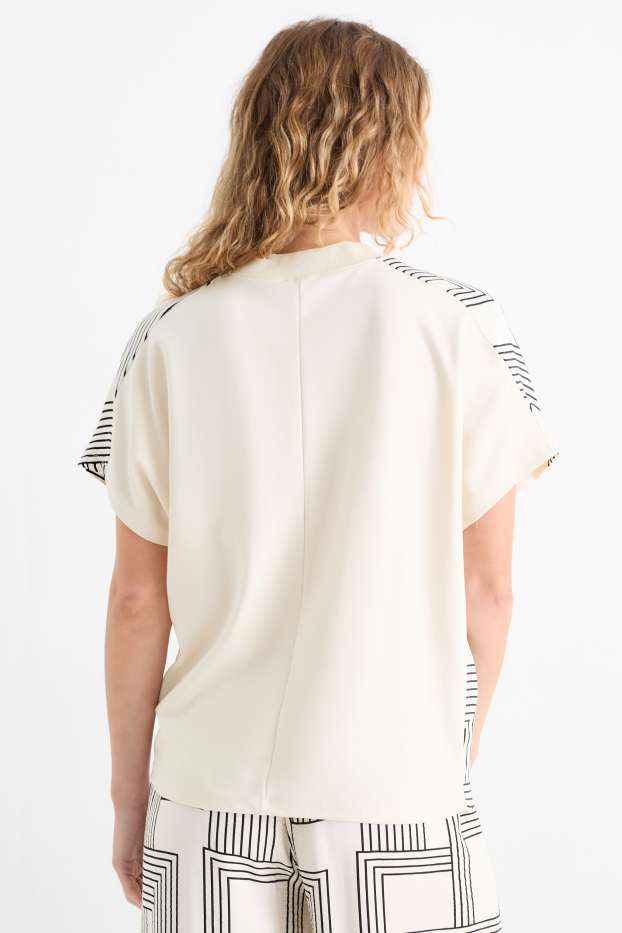 Femei - Tricou - relaxed fit - cu model - alb-crem