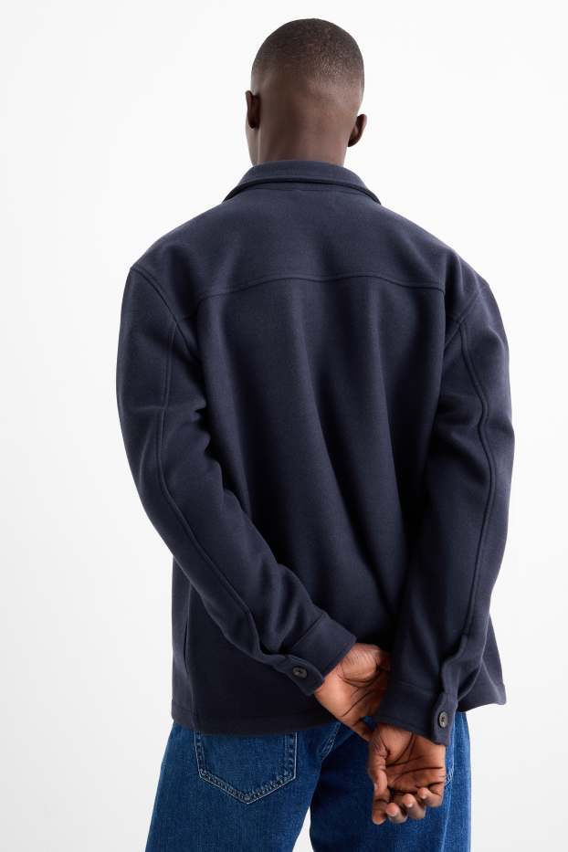 Men - Shirt jacket - relaxed fit - kent collar - dark blue