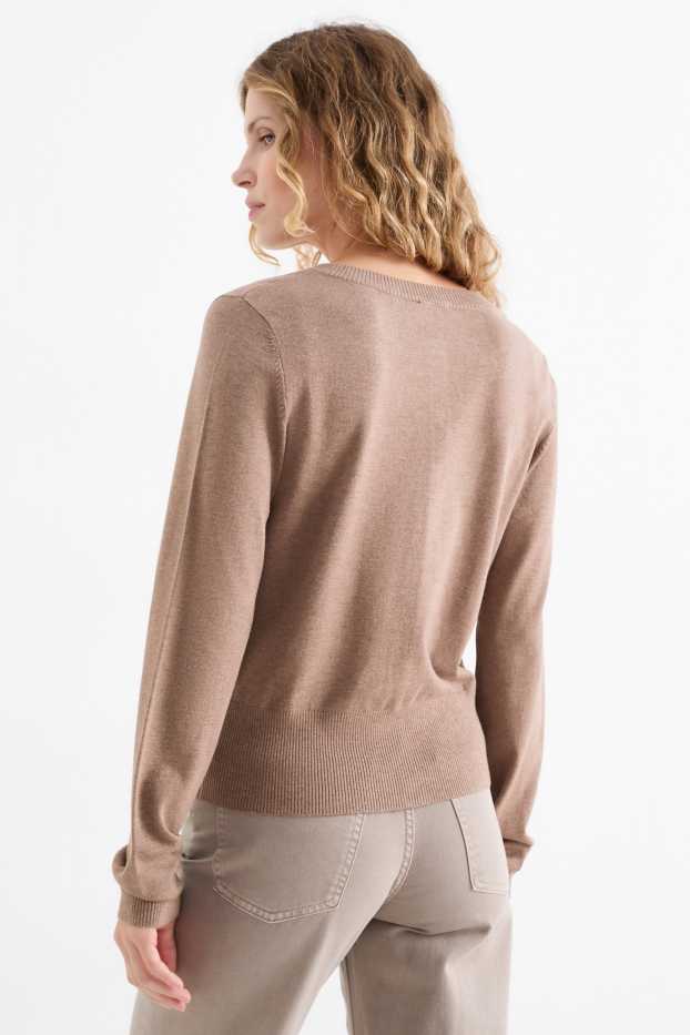 Femei - Cardigan tricotat - maro deschis
