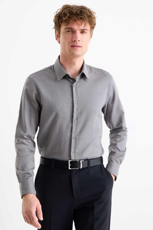 Bărbați - Cămașă office - regular fit - guler Kent - nu necesită călcare - cu model - gri închis
