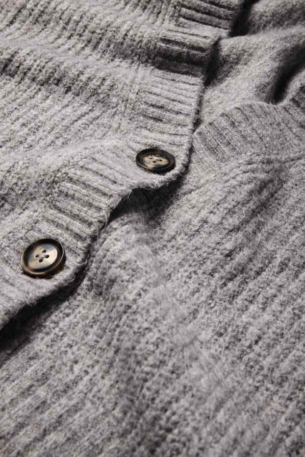 Dames - Gebreid vest - geribd - grijs-mix