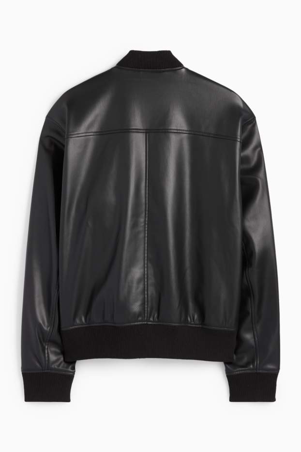 Men - Bomber jacket - faux leather - black