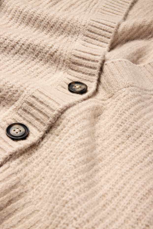 Femei - Cardigan tricotat - reiat - bej