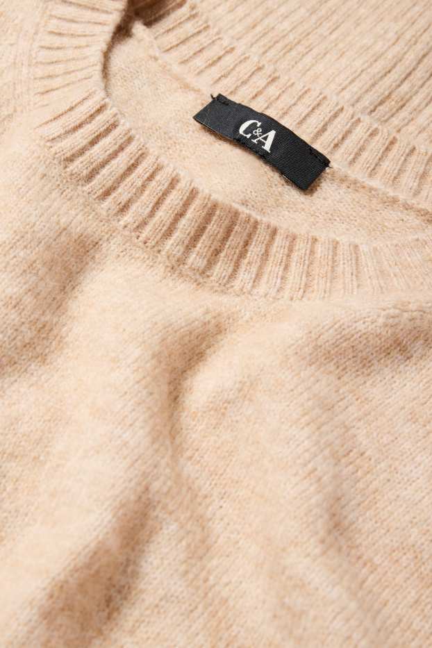 Femei - Pulover din tricot fin - bej deschis