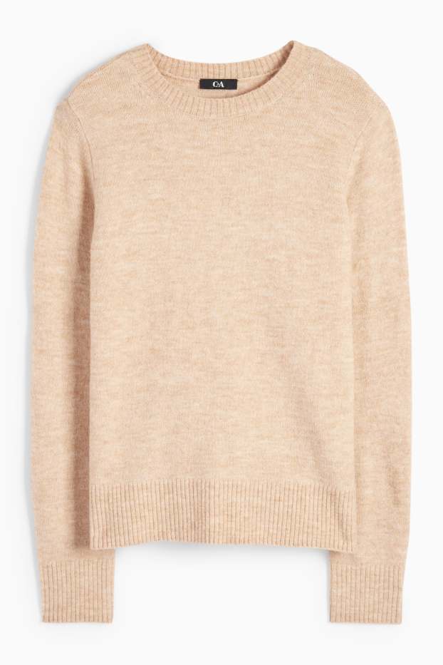 Femei - Pulover din tricot fin - bej deschis