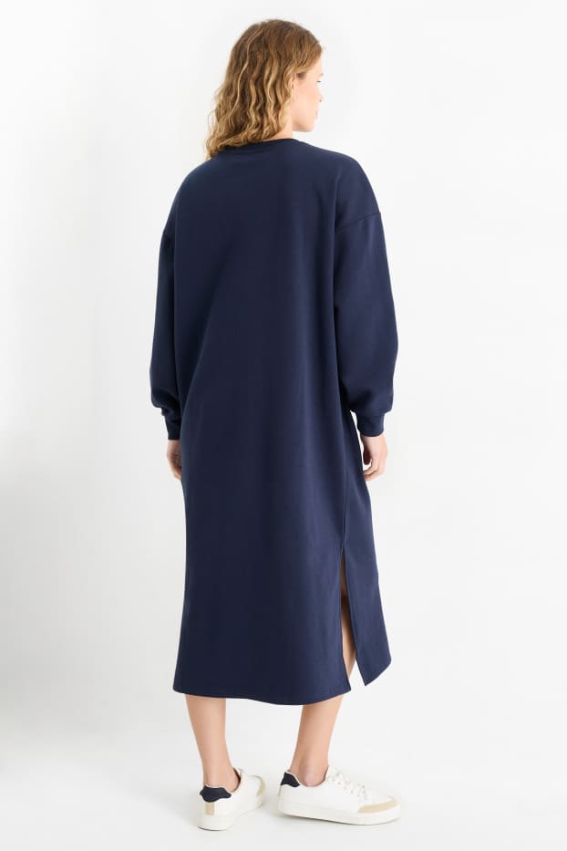 Dames - Jurk van sweatstof - donkerblauw