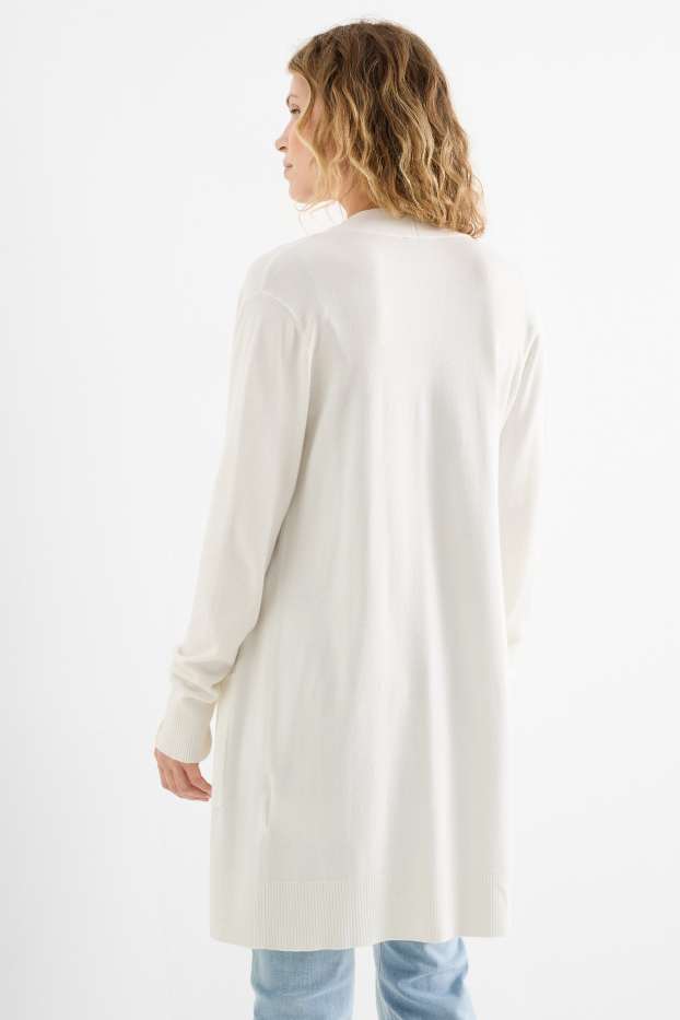 Femei - Cardigan tricotat lung - alb