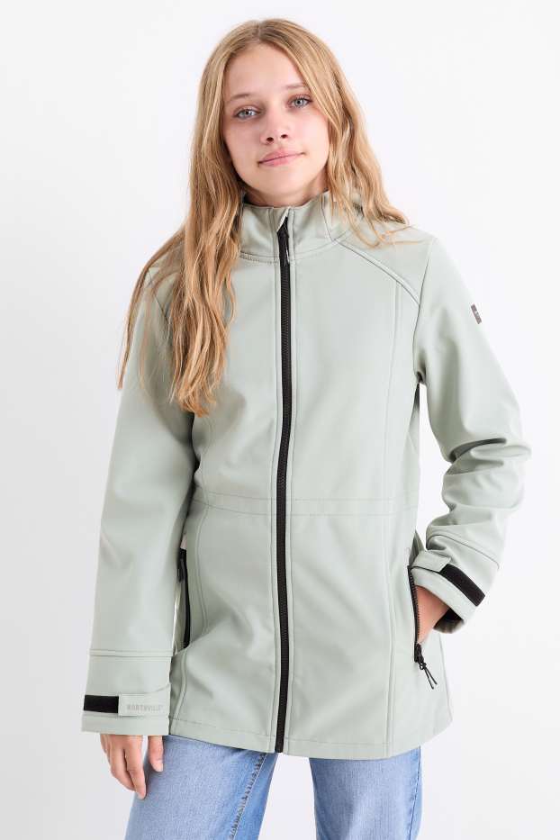 Copii - Fete - Geacă softshell cu glugă - impermeabilă - gri