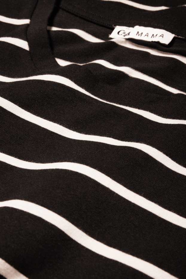 Femei - Tricou cu mânecă lungă gravide - cu dungi - negru