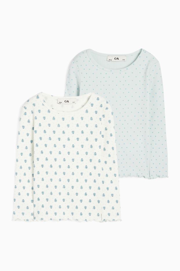 Copii - Fete - Multipack 2 buc. - tricou cu mânecă lungă - cu model - verde mentă