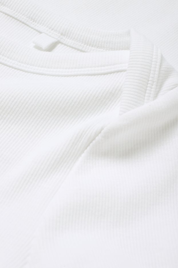 Damen - Langarmshirt - Slim Fit - gerippt - weiss