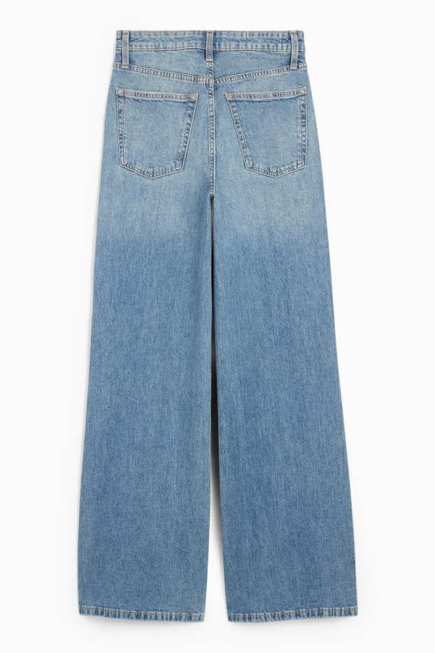 Femei - Wide leg jeans - talie înaltă - denim-albastru